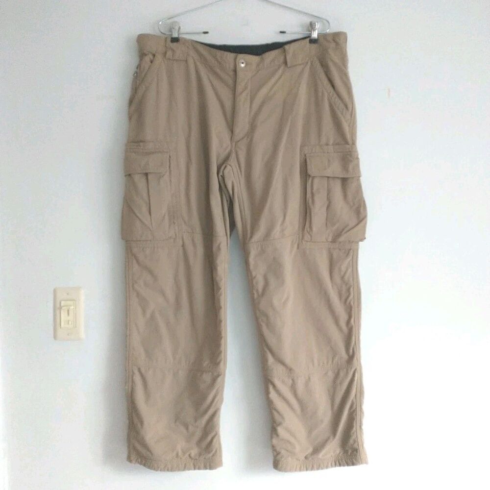 Duluth Trading Co Cargo Pants Mens XL(38)x28" Beige Fleece Lined Work Wear*READ
